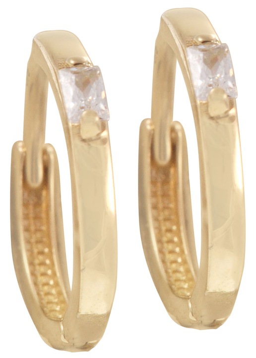 Cercei dama, K9, design clasic, zirconiu, auriu