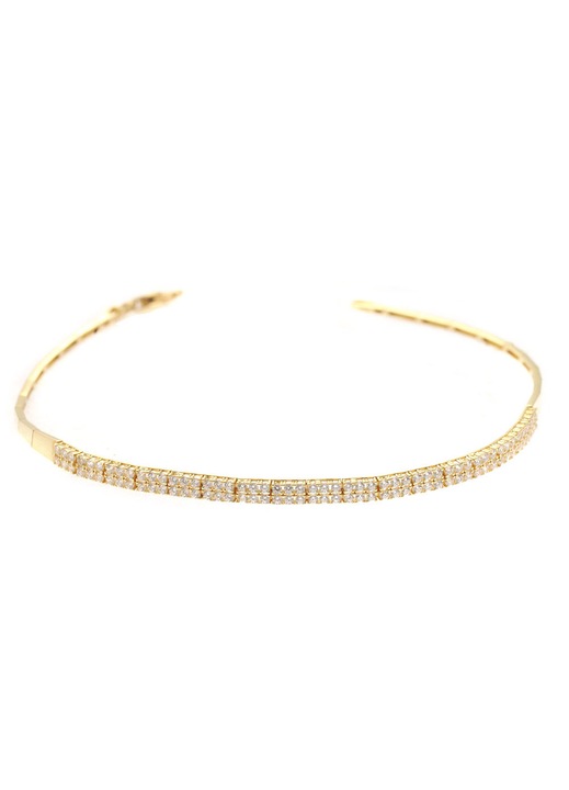 Bratara din aur de 14 carate cu doua randuri de zirconii albe, set bijuterii dama