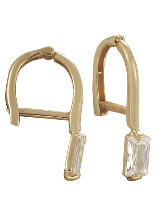 Cercei pendulari din Aur K9 cu Zircon Alb - Design Minimalist