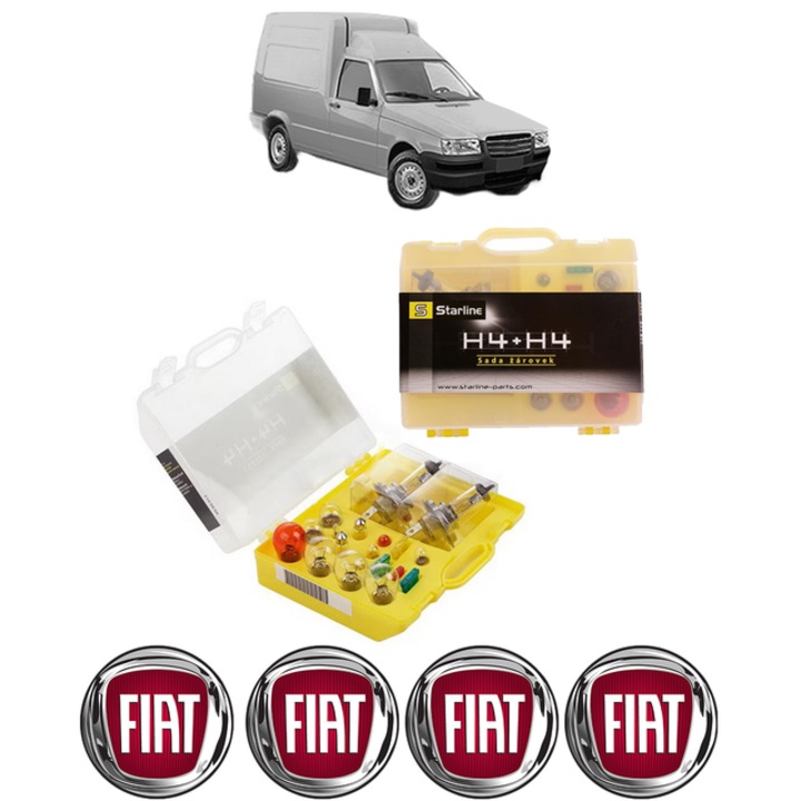 Kit trusa Set becuri H4 compatibila cu FIAT FIORINO Box Body/MPV (146_) din 1988-2001, bec far, semnalizare, pozitie, iluminare numar, frana, plafoniera, stop frana