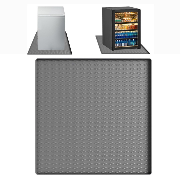 Husa de praf pentru masina de spalat/frigidere, Bedee, silicon, antiderapant si uscare rapida, Lavabil, poate fi taiat la dimensiune, 60x60cm, Potrivit pentru masini de spalat, uscatoare, cuptoare cu microunde si frigidere, Gri