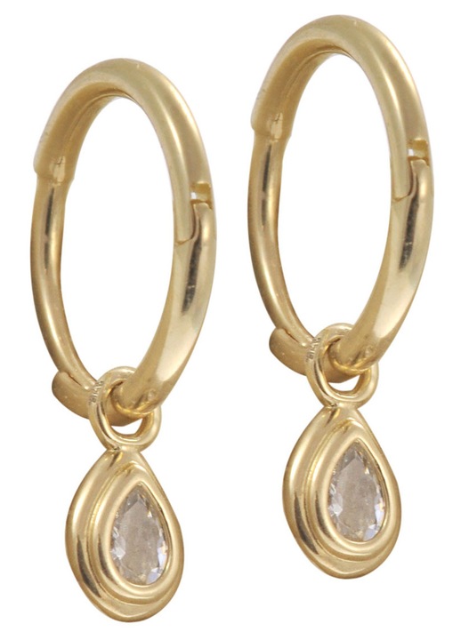 Cercei din aur K9 cu lacrima de zirconiu alb, design minimalist, bijuterii dama