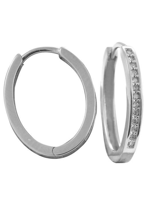 Cercei din aur alb 14K cu zirconii, design minimalist, set pentru uz zilnic