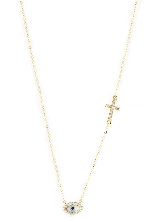 Colier dama, aur 9K, cu pietre Zirconiu, auriu