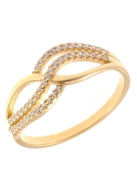 Inel dama, aur 14k, cu pietre Zirconiu, auriu