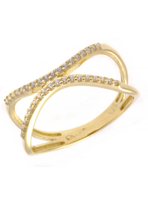 Inel dama, aur 9K, cu pietre Zirconiu, auriu