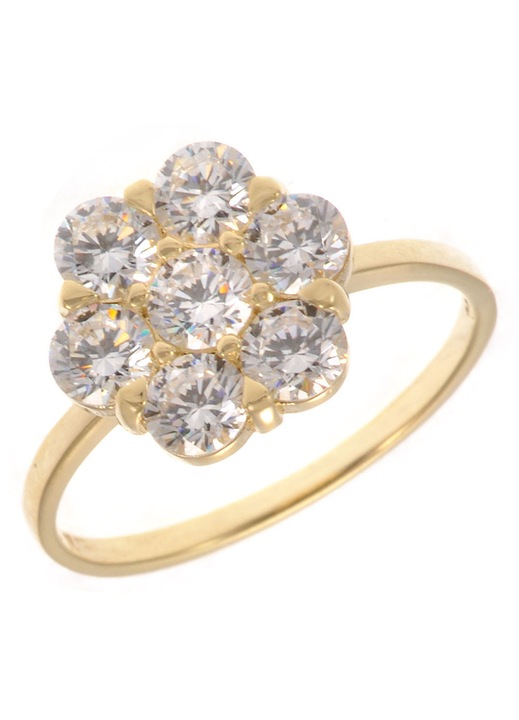 Inel de dama MetronGold 14 carate cu pietre Zircon, aurie