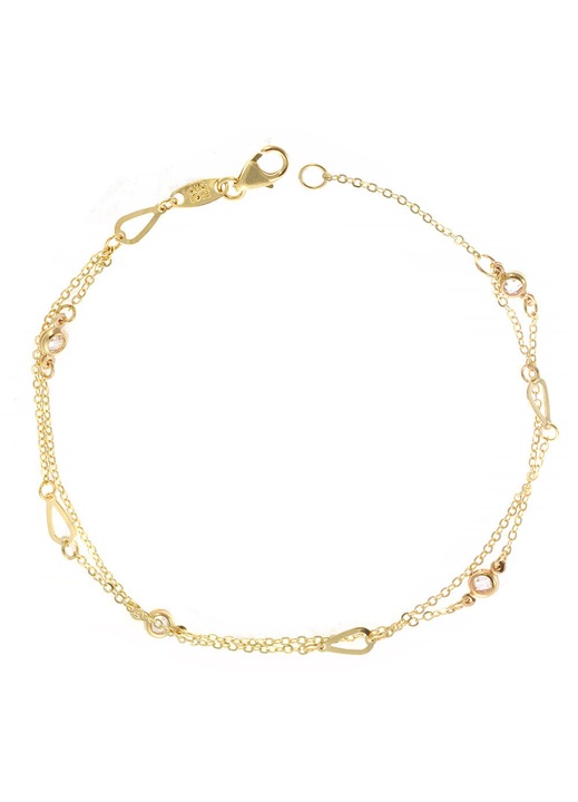 Bratara dama 9 karate cu pietre Zircon, aurie