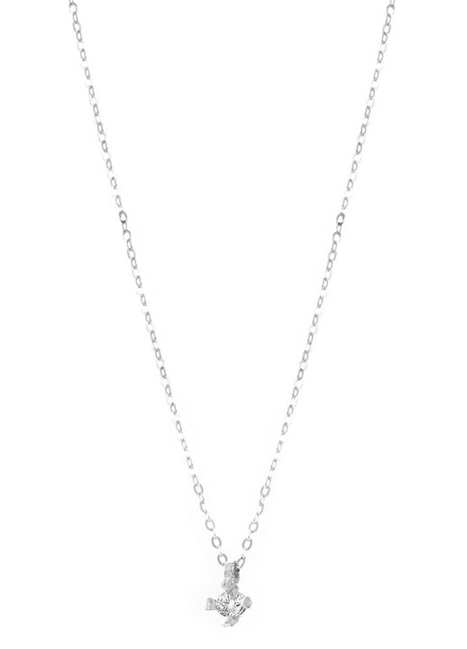 Colier dama, aur alb 9K, cu pietre zirconiu, argintiu