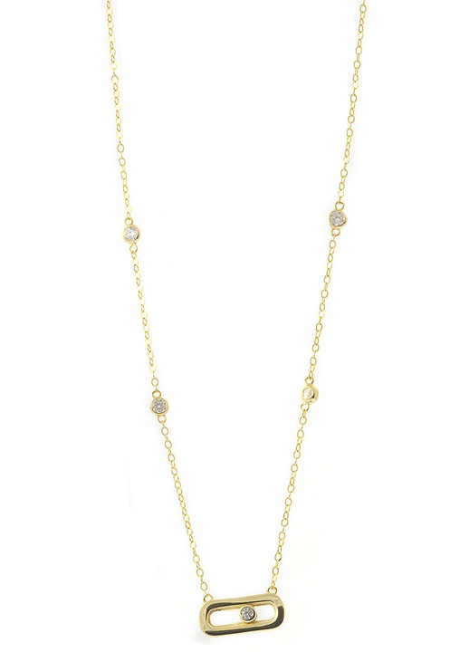 Colier din argint 925 cu motiv ortogonal, zirconii, auriu