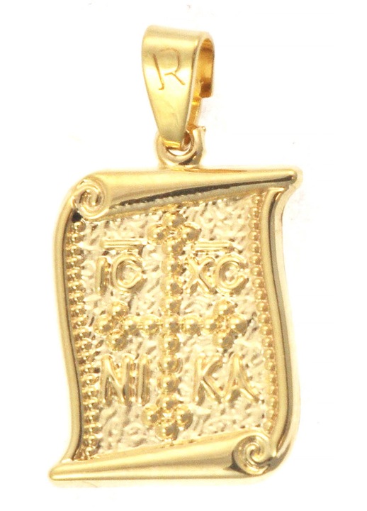 Medalion dama, 9 karate, pergament cu schema auriu