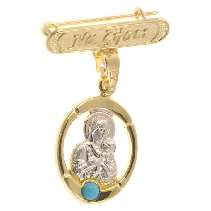 Bijuterii copii, Panagitsa, 9 Karatia, cu pietre albastre, set