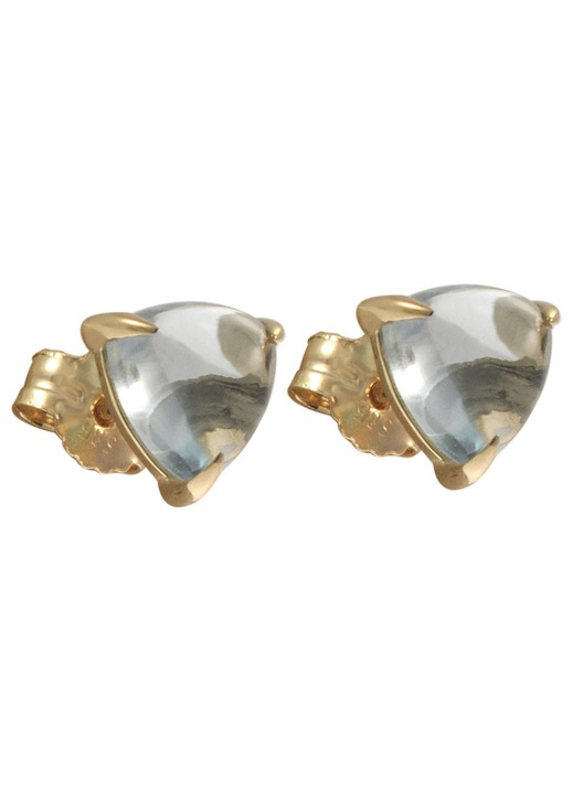 Cercei din aur de 14 carate cu topaz albastru triunghiular, bijuterii dama