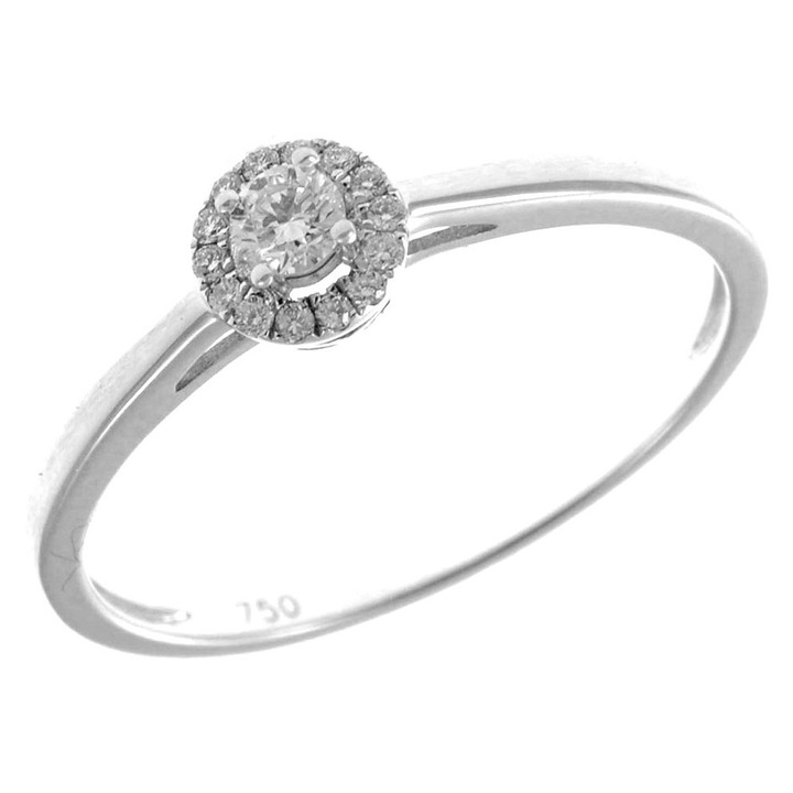 Inel pietre pretioase Monopetro 18 Karate cu diamante, design minimalist, alb-auriu, model GO72041