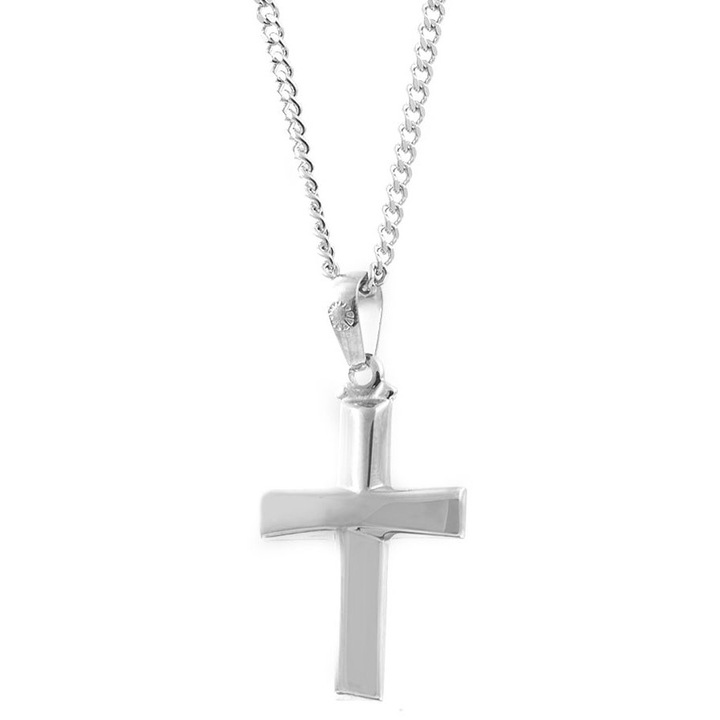Keresztelő kereszt nyaklánc 925-ös ezüstből, minimalista design, uniszex, lánccal