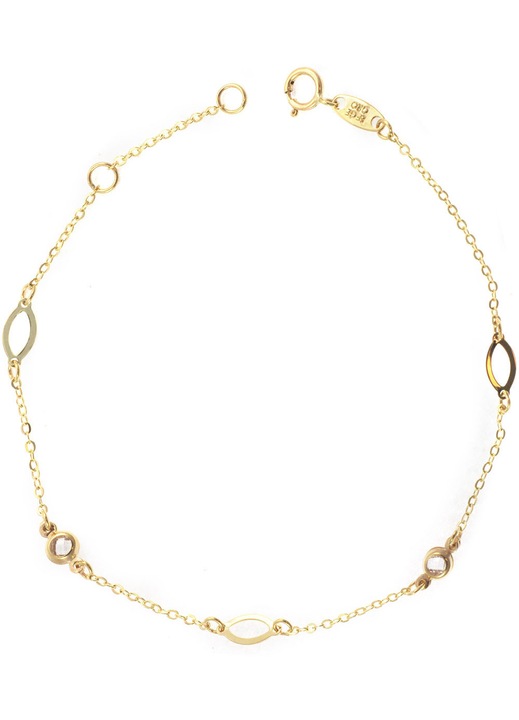 Bratara din aur de 9 karate cu pietre albe si model obal, bijuterii dama