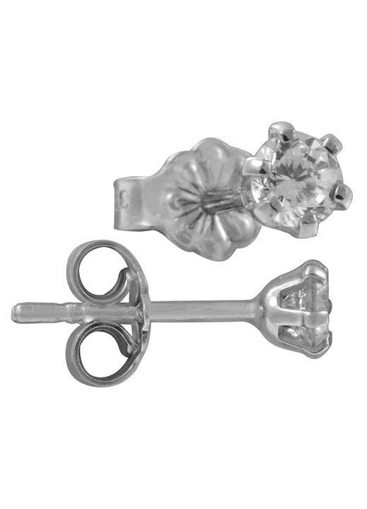 Cercei din aur alb de 9k cu zircon alb