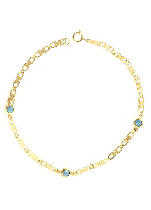 Bratara de lux pentru copii, 9 carate, cu pietre albastre, design modern