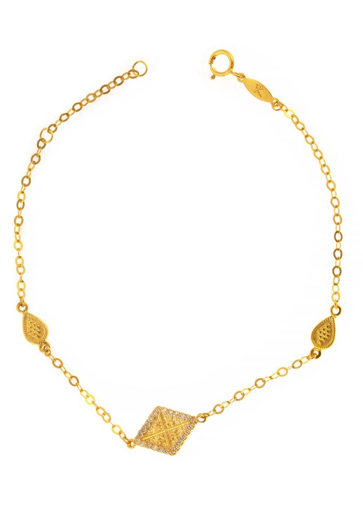 Bratara dama 9 karate cu pietre Zircon, aurie