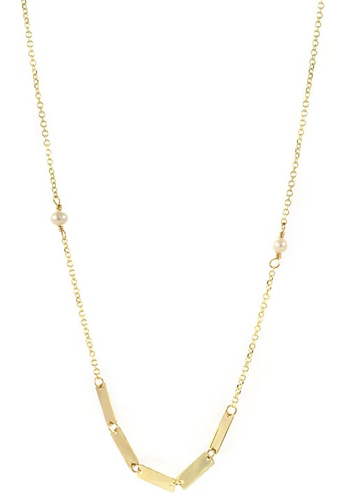 Colier dama, aur 9K, cu perle albe, auriu