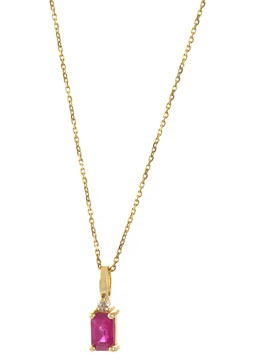 Medalion aur 14 karate cu pietre zircon si rubin, bijuterii dama