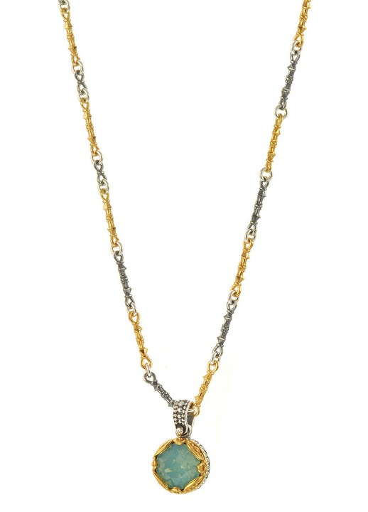 Colier dama 925 cu motiv crem si piatra Pacific Opal