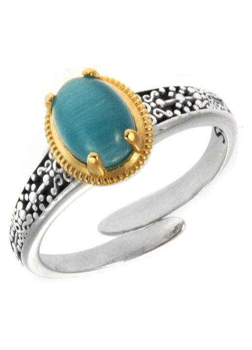 Inel dama, 925, cu piatra Blue Topaz Eye