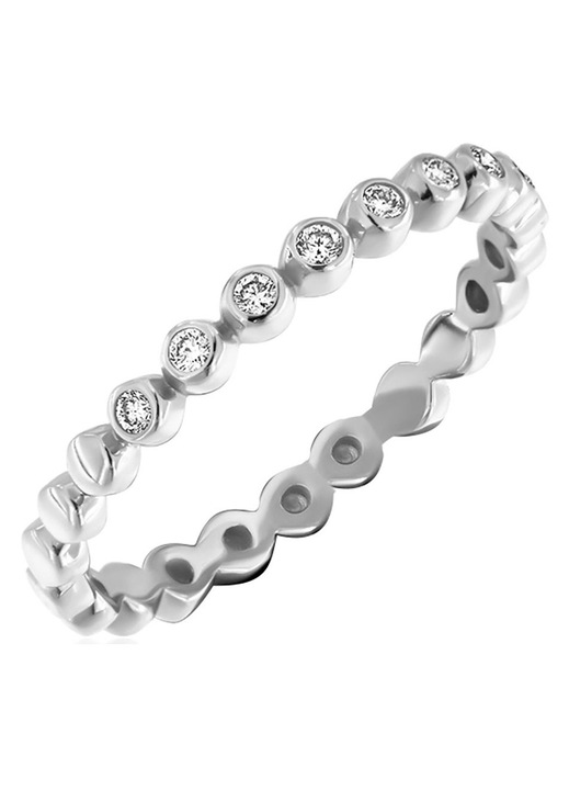 Inel de dama MetronGold, 18 karate, cu diamante, alb-auriu