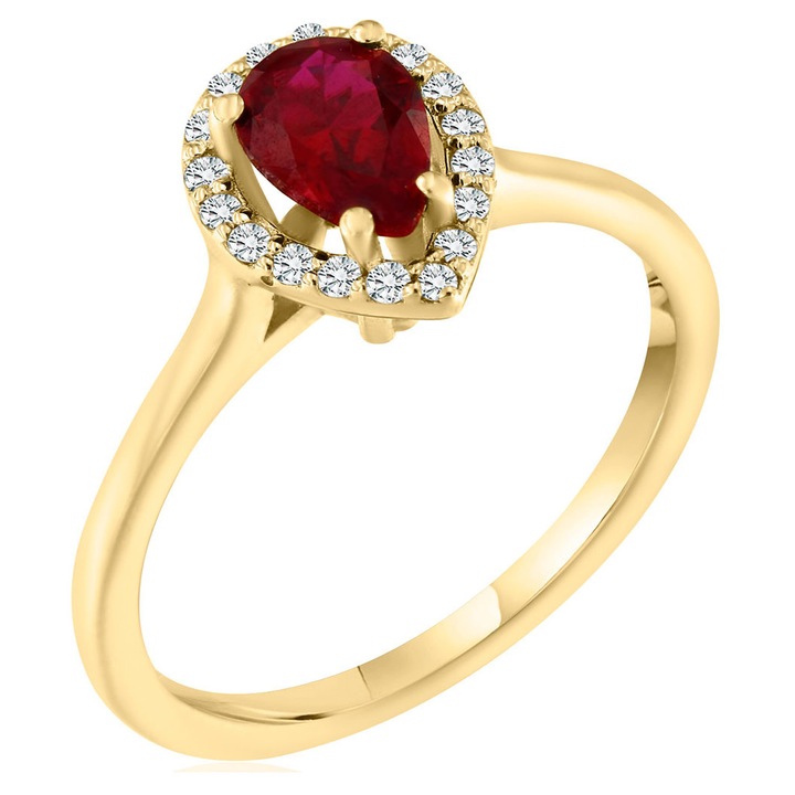 Inel MetronGold 18 Karatia cu Diamante, rosu