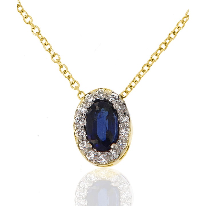 Colier MetronGold, 18 Karate, cu diamante si safir