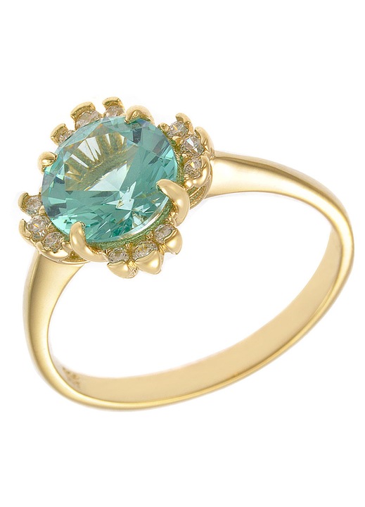 Inel dama, aur, auriu/turcoaz