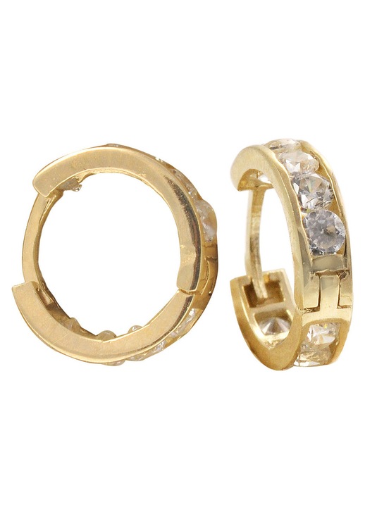 Cercei aurii 14 carate cu zirconii, set bijuterii dama