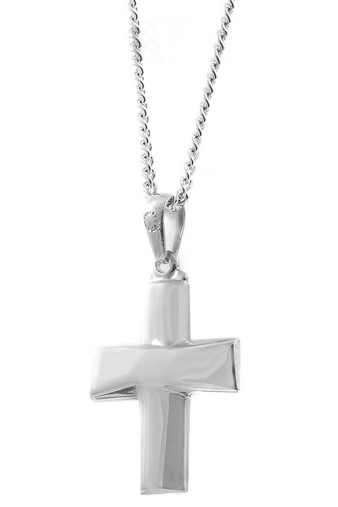 Cruce Botez din argint 925, design elegant, cu lant inclus