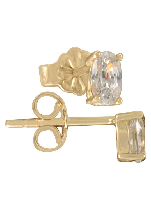 Cercei dama aur 14 k, cu pietre Zirconiu, aurii, GO56185