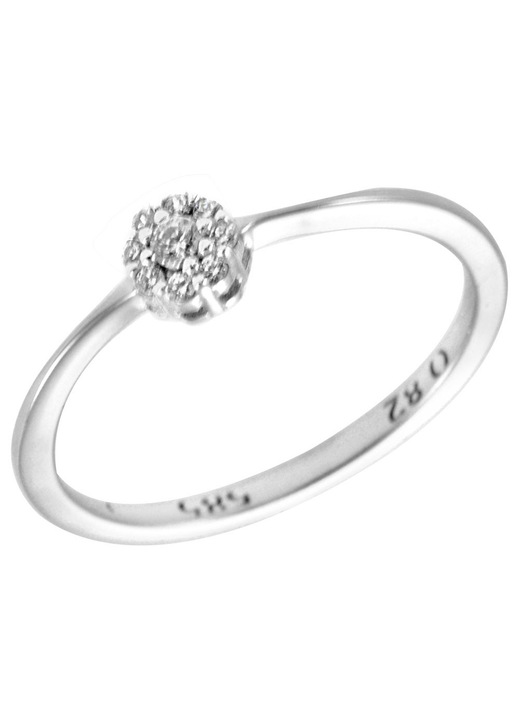 Inel dama, aur alb, cu pietre, argintiu