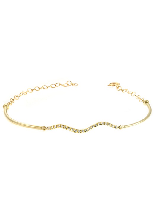 Bratara dama, 14 karate, cu pietre Zirconiu, aurie