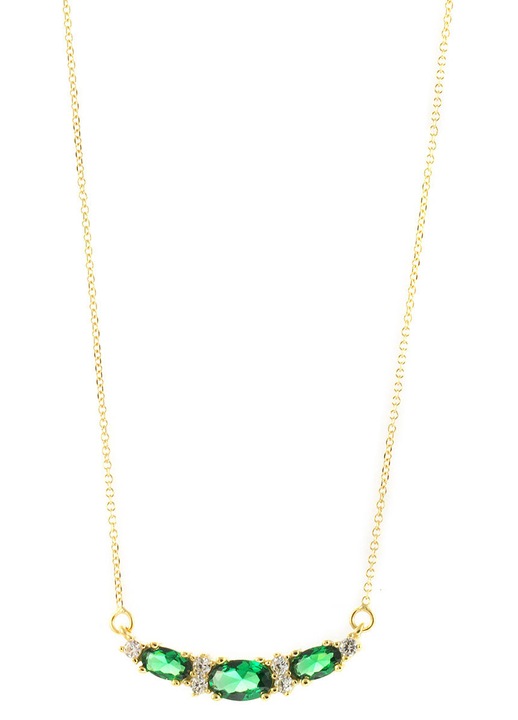 Colier dama, din aur, verde/auriu