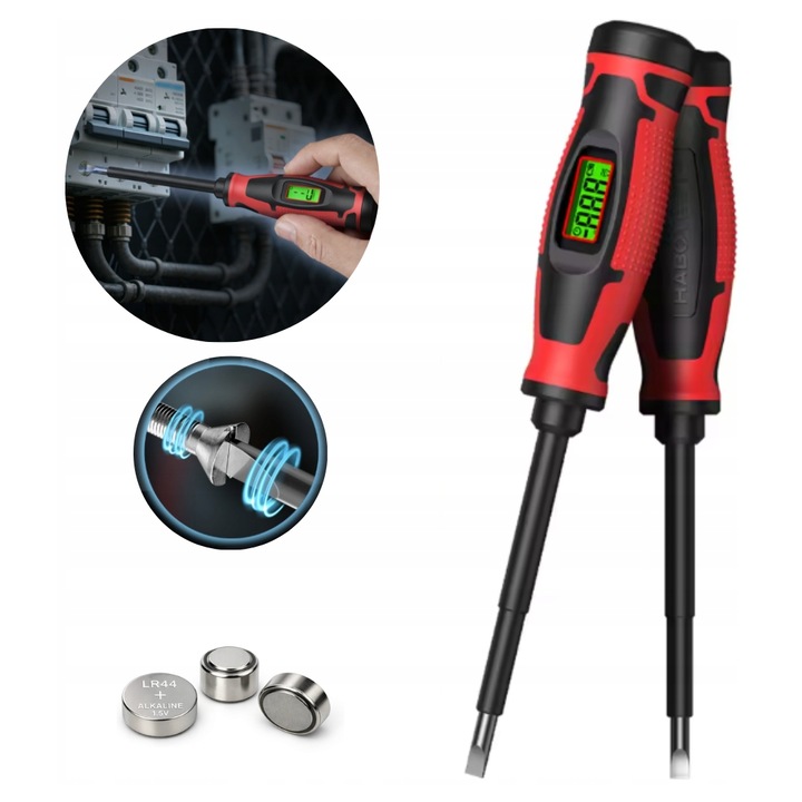 Tester de tensiune tip creion, detectarea tensiunii si testarea circuitelor, cu ecran LCD, 6-390V, HABOTEST HT95A