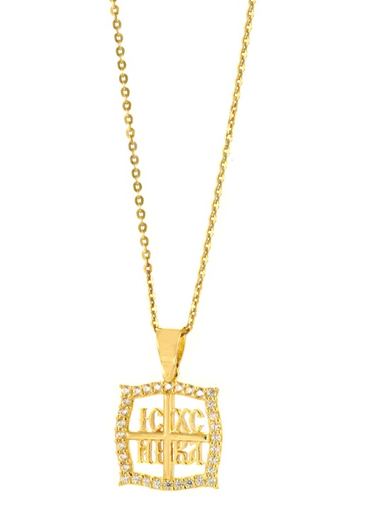 Pandantiv cu lant dama, Aur 14 Karate GO55497, zirconiu