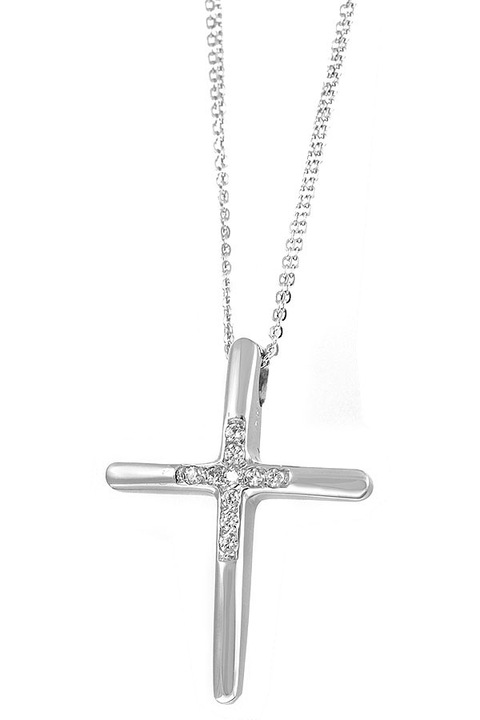 Cruce din aur alb de 14k cu pietre Zirconiu, Val'Oro, GO51558