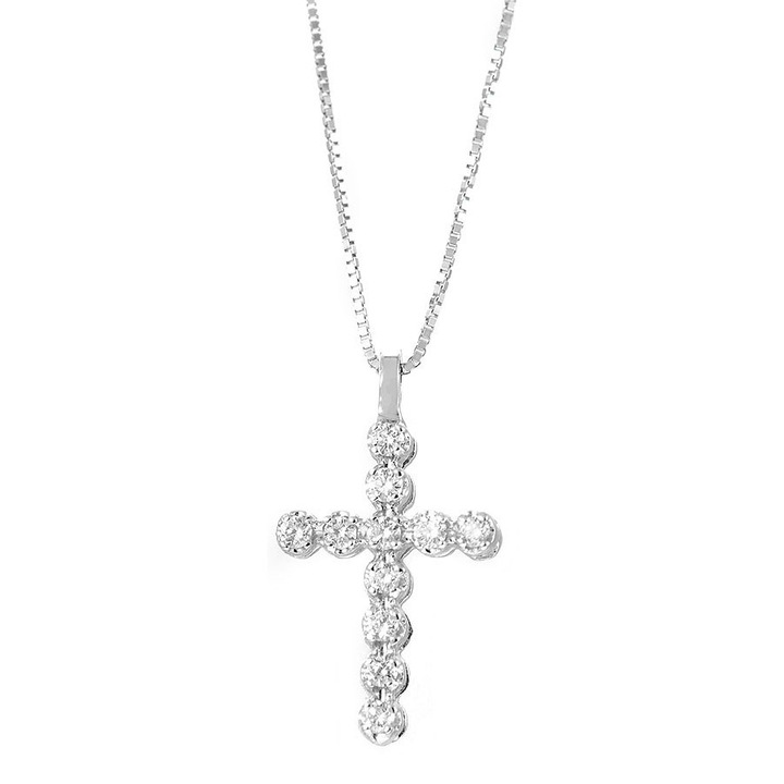 Colier dama, Val'Oro, argintiu, cu pietre, aur alb, argintiu