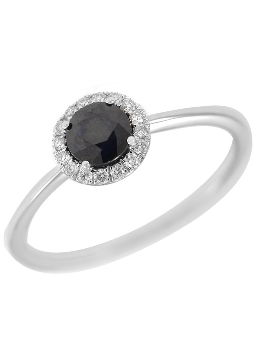 Inel dama, din aur alb , argintiu/negru