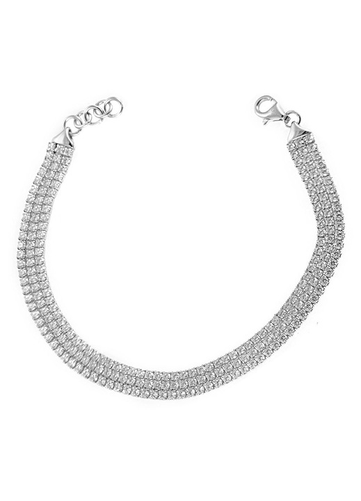 Bratara dama, din argint, cu pietre, argintiu