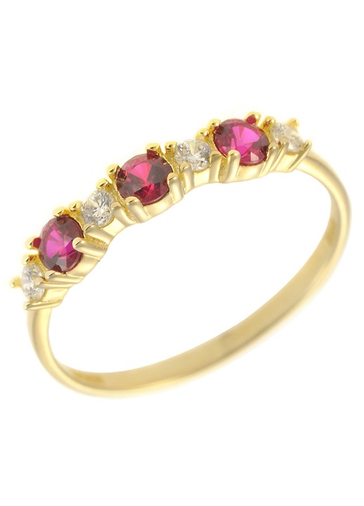 Inel dama, aur, cu pietre, roz/auriu