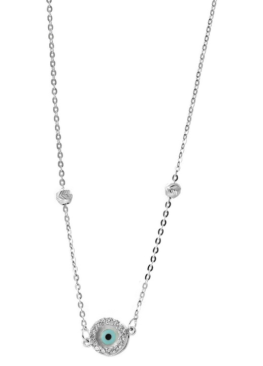 Colier dama, aur alb, argintiu