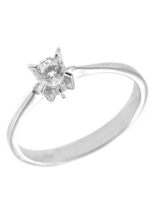 Inel de dame, 14 carate, cu piatra Zircon, alb