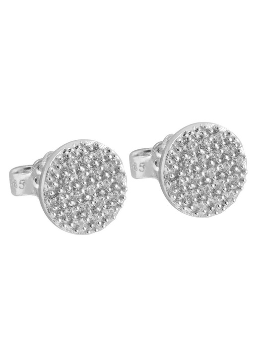 Cercei dama 14 karate cu pietre Zircon, argintiu