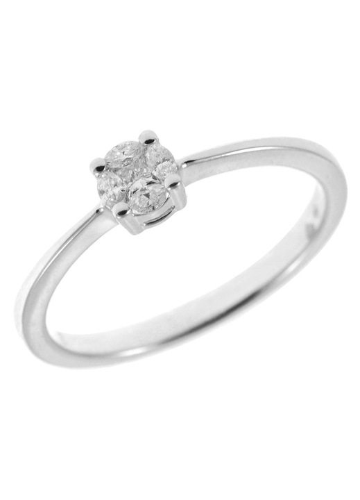 Inel din aur alb de 18 karate cu diamant, argintiu