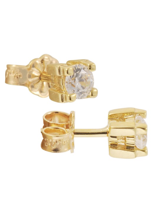 Cercei dama 14 karate cu pietre Zircon, auriu