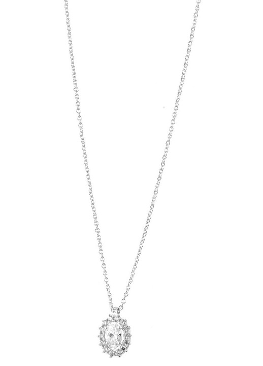 Colier dama 14 karate cu pietre zirconiu, argintiu